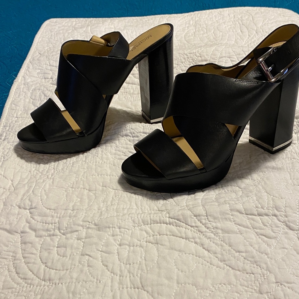Michael Kors Black Block Heel Sandals